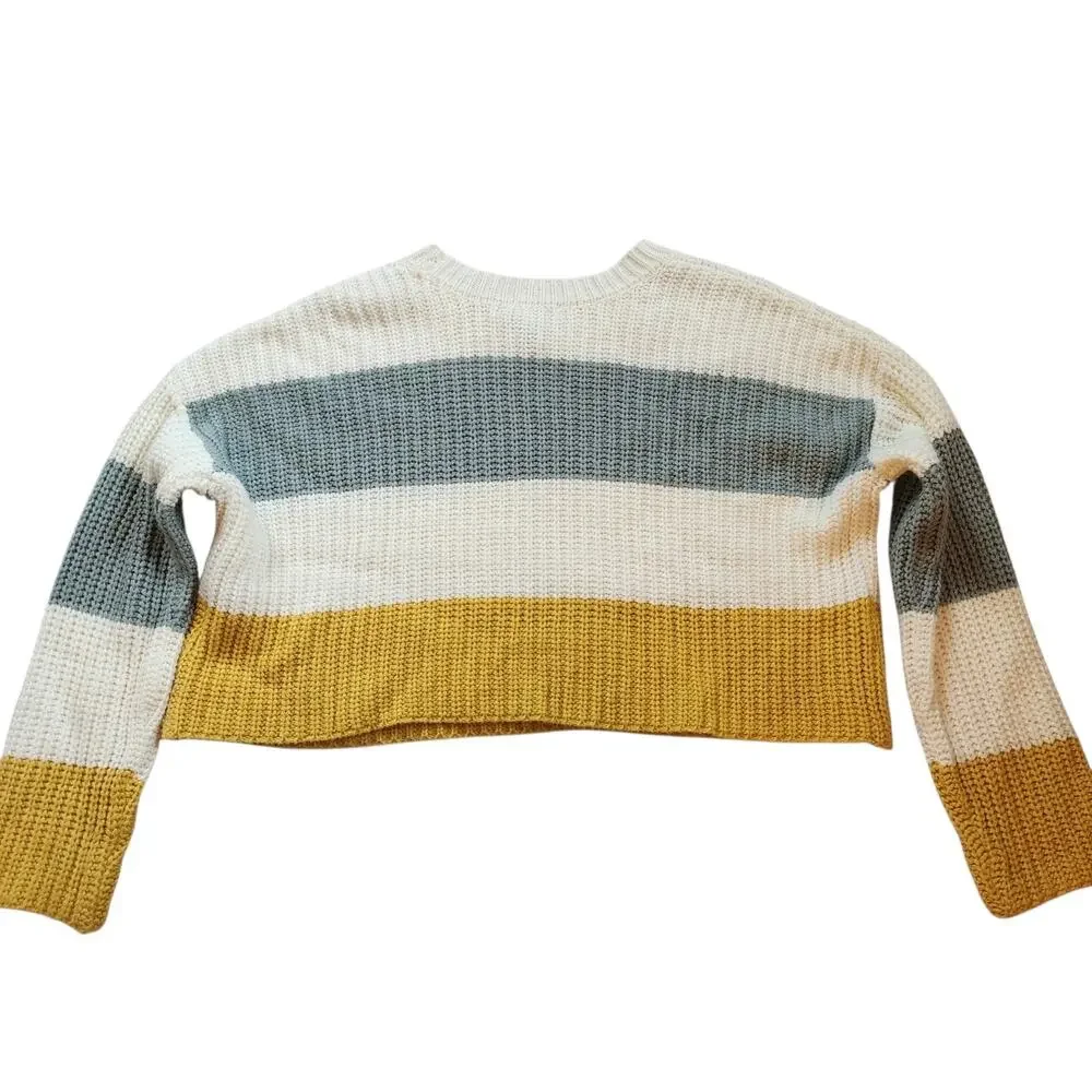 Sincerely Jules Womens Pullover Crop Sweater Size XS Colorblock Boxy Oversized